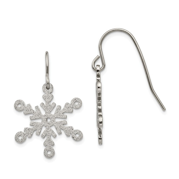 Stainless Steel Laser cut Snowflake Shepherd Hook Earrings