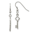 Stainless Steel Polished Key Dangle Shepherd Hook Earrings