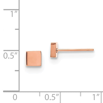 Stainless Steel Polished Rose IP-plated Square Post Earrings
