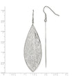 Stainless Steel Polished Leaf Dangle Shepherd Hook Earrings