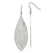 Stainless Steel Polished Leaf Dangle Shepherd Hook Earrings