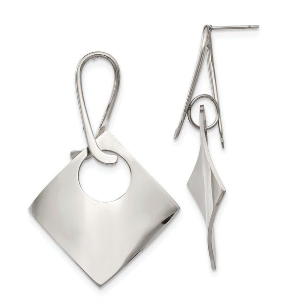 Stainless Steel Polished Post Dangle Earrings