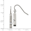 Stainless Steel Brushed and Polished with CZ Shepherd Hook Earrings