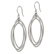 Stainless Steel Polished and Textured Shepherd Hook Dangle Earrings