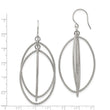 Stainless Steel Polished and Textured Shepherd Hook Dangle Earrings