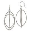 Stainless Steel Polished and Textured Shepherd Hook Dangle Earrings