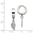 Stainless Steel Leaf Hinged Hoop Earrings