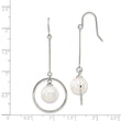 Stainless Steel Polished w/Simulated Pearl Shepherd Hook Dangle Earrings