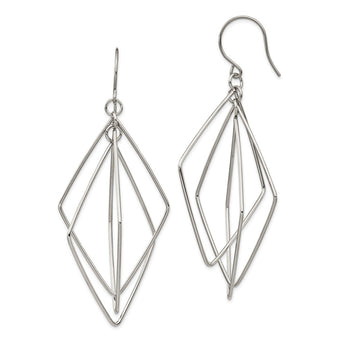 Stainless Steel Polished Dangle Shepherd Hook Earrings
