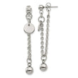 Stainless Steel Polished Chain Front and Back Post Dangle Earrings