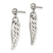 Stainless Steel Polished Wing Post Dangle Earrings