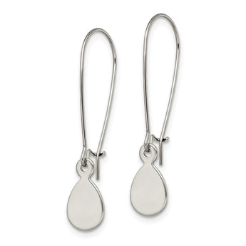 Stainless Steel Polished Teardrop Dangle Kidney Wire Earrings - Birthstone Company