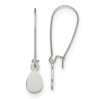 Stainless Steel Polished Teardrop Dangle Kidney Wire Earrings - Birthstone Company