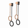 Stainless Steel Polished Rose/Black IP Front & Back Post Dangle Earrings