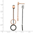 Stainless Steel Polished Rose/Black IP Front & Back Post Dangle Earrings