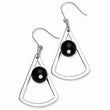 Stainless Steel Triangle & Onyx Dangle Shepherd Hook Earrings - Birthstone Company