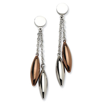 Stainless Steel Brown IP plated Dangle Post Earrings