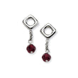Stainless Steel Garnet Swarovski Elements Post Dangle Earrings
