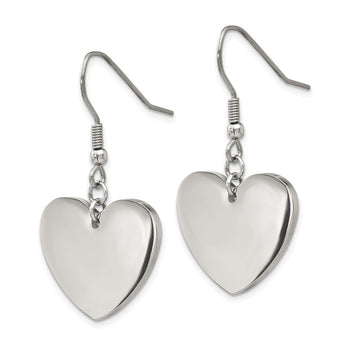 Stainless Steel Polished Heart Dangle Earrings