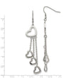 Stainless Steel Polished Hearts Dangle Earrings