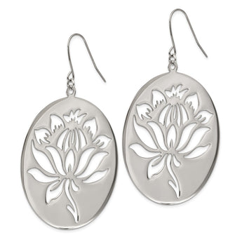 Stainless Steel Flower Cutout Dangle Earrings