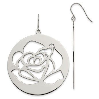 Stainless Steel Rose Cutout Dangle Earrings