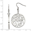 Stainless Steel Fancy Swirl Dangle Earrings