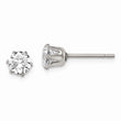 Stainless Steel Polished 5mm Round CZ Stud Post Earrings