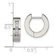 Stainless Steel CZ Polished Round Hinged Hoop Earrings