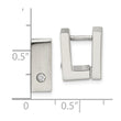 Stainless Steel CZ Brushed & Polished Hinged Square Hoop Earrings