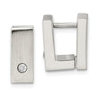 Stainless Steel CZ Brushed & Polished Hinged Square Hoop Earrings