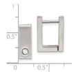 Stainless Steel CZ Brushed & Polished Square Hinged Hoop Earrings