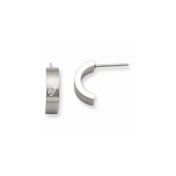 Stainless Steel Laser Design Half Hoop Post Earrings - Birthstone Company