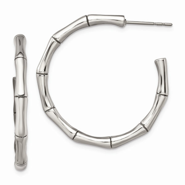 Stainless Steel Polished J Hoop Earrings
