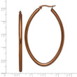 Stainless Steel Brown Plated 55mm Oval Hoop Earrings