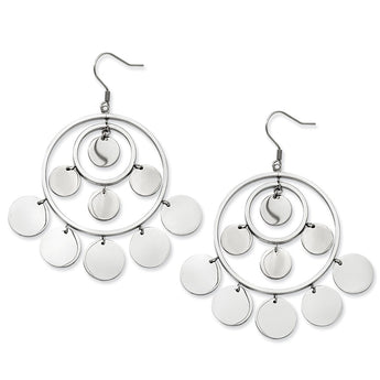 Stainless Steel Polished Circles Dangle Earrings - Birthstone Company