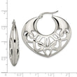 Stainless Steel 40mm Fancy Cutout Hoop Earrings