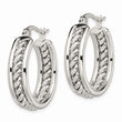 Stainless Steel 25mm Twisted Middle Hoop Earrings