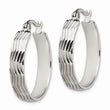 Stainless Steel Textured Hoop Earrings