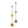 Stainless Steel Tri-Color IP-plated Diamond Cut Post Dangle Earrings - Birthstone Company