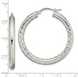 Stainless Steel Textured & Polished 30mm Hollow Hoop Earrings