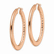 Stainless Steel Rose IP-plated Textured Hollow Oval Hoop Earrings