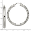 Stainless Steel Textured & Polished Hollow Hoop Earrings
