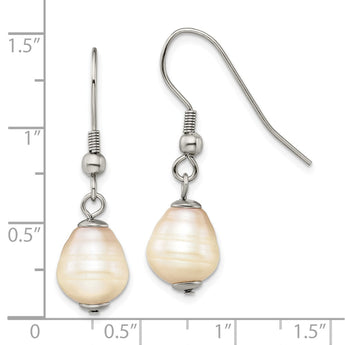 Stainless Steel FW Cultured Pearl Shepherd Hook Earrings