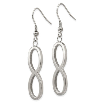 Stainless Steel Brushed/Polished Dangle Infinity Earrings