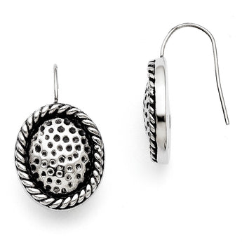 Stainless Steel Antiqued Oval Shepherd Hook Earrings - Birthstone Company