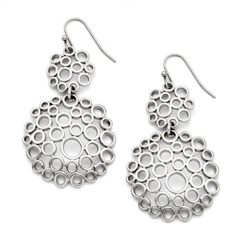 Stainless Steel Multi-Circle Shepherd Hook Polished Dangle Earrings