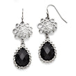 Stainless Steel Black Onyx Shepherd Hook Teardrop Earrings