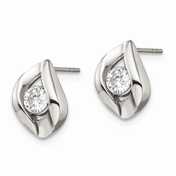 Stainless Steel CZ Polished Post Earrings