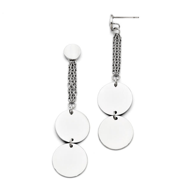 Stainless Steel Polished Post Dangle Circle Earrings - Birthstone Company